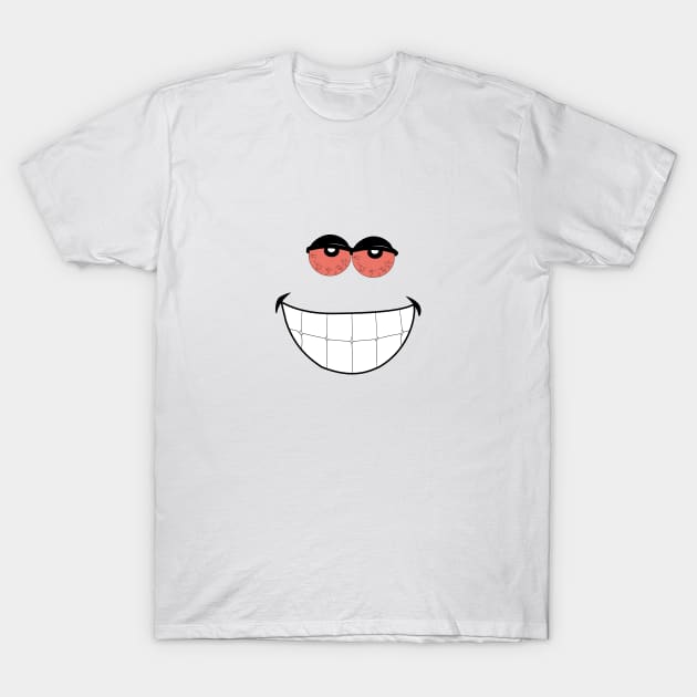 Happy cartoon face with red eyes T-Shirt by Dazedfuture